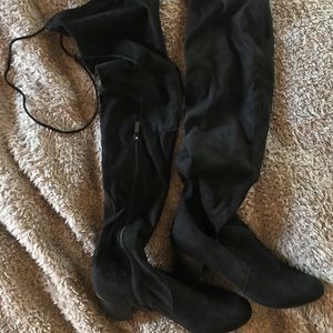 Suede high knee boots